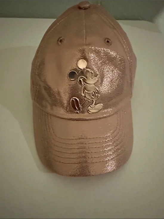 Kids Metallic Rose Gold Baseball Cap with Mickey Accent