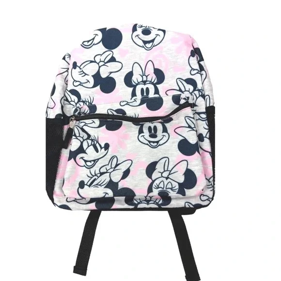 Disney Minnie Mouse Backpack Pink‎ Camo Grey All Over Print School Bag NWT