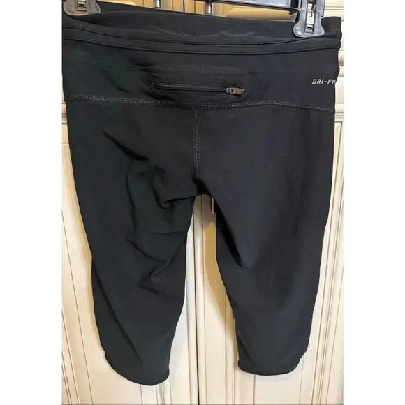 Nike Women's Dri-fit Running Cropped Capri Activewear Leggings Black Small