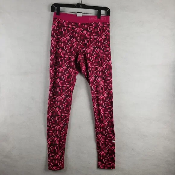Nike Pro Women's L Dri Fit Athletic Leggings Hot‎ Pink Pixel Print Urban Camo