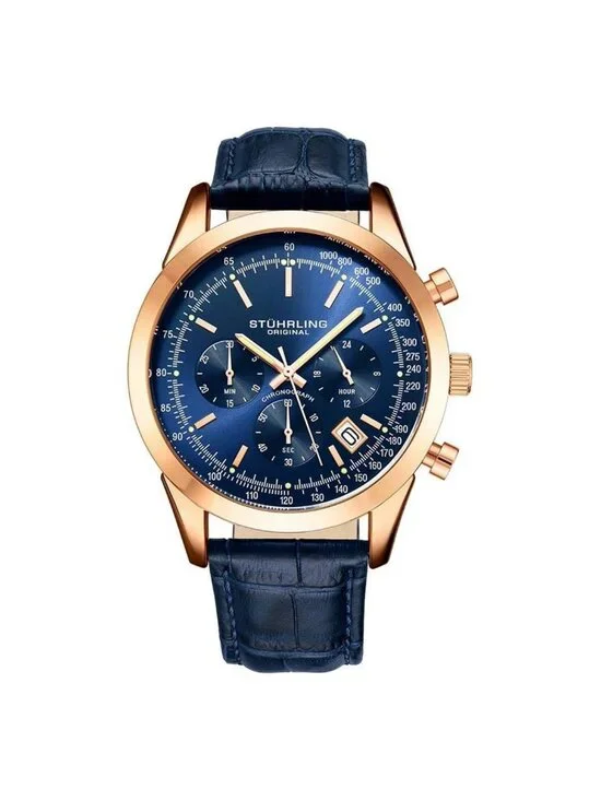 NWT Stuhrling Original Monaco Quartz Blue Dial Men's Watch