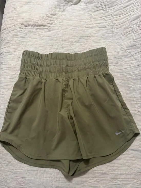 Nike Women's One Dri-Fit Ultra High Waist 3” Olive Green Athletic Shorts