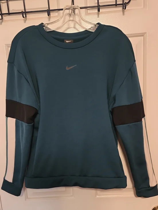 Nike Teal Crewneck Sweatshirt with Black & White Sleeve Accents