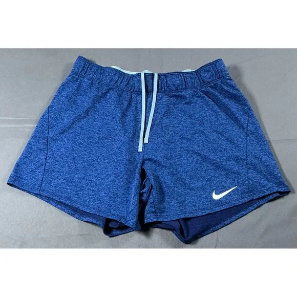 Nike Dri-FIT Womens Blue Heathered Running Athletic Shorts Small Drawstring