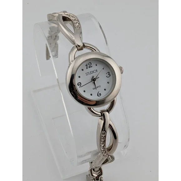 Studio Time Womens Watch 22mm Case Rhinestones Silver 6