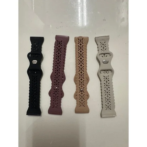 4 Pack Lace Silicone Watch Bands for Apple Watch Floral Cutout Straps Set