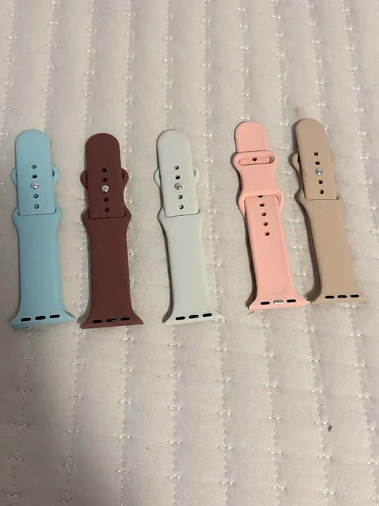 5 New Apple Watch Silicone Sport Bands  - Pastel Mix