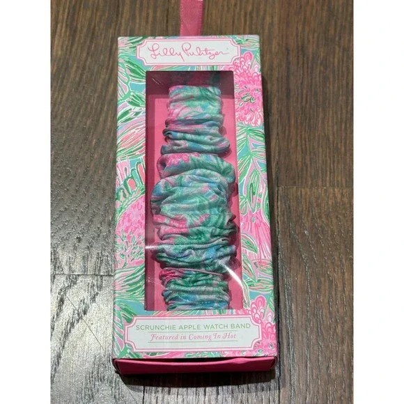 Lilly Pulitzer Scrunchie Apple‎ Watch Band 38mm 40mm Coming In Hot Flamingo Palm