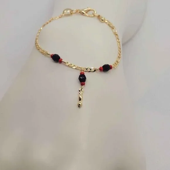 Brand New Brazilian 18k Gold Filled Azabache Bracelet
