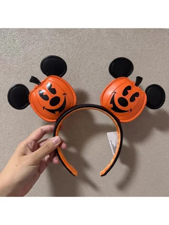Halloween Pumpkin Jack-o'-Lantern Disney` Parks Mickey Mouse Ears Headband