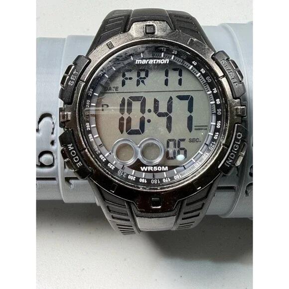 Marathon TSK802 Digital Sport Watch WR50M Black New Battery Working 46.8mm