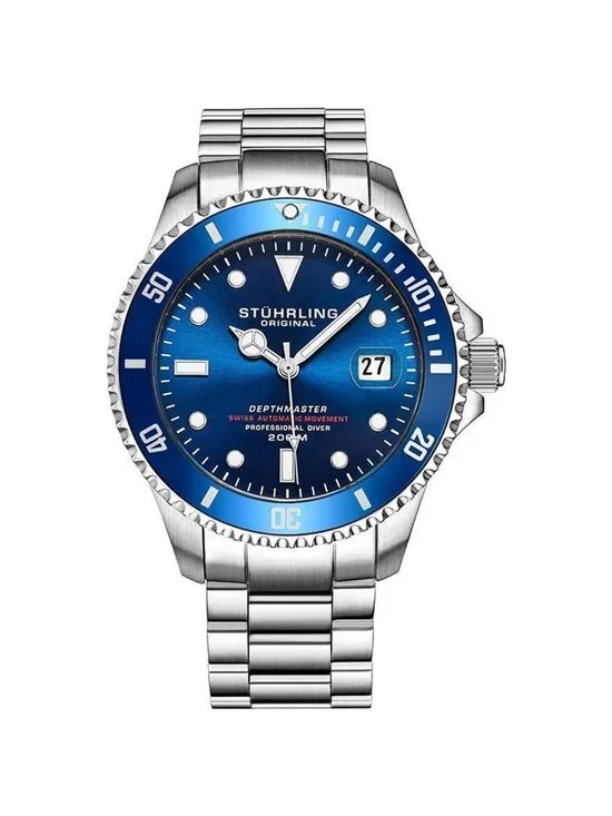NWT Stuhrling Original Aquadiver Automatic Blue Dial Men's Watch