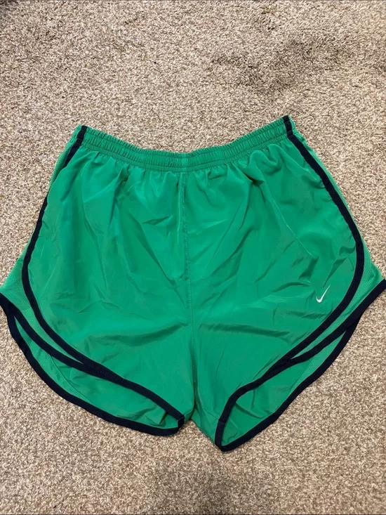 Nike Women's Green Running Shorts with Navy Trim