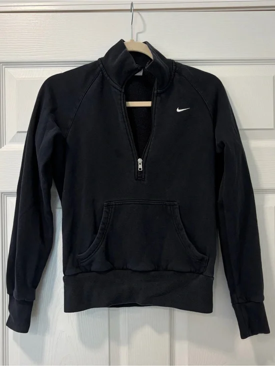 Nike Black Fleece Jacket with Orange Tag and White Swoosh