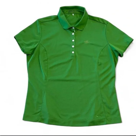 Nike Women’s Bright Green Button-Front Polo Shirt, Nike Golf with Disney logo