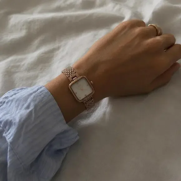 Rose gold watch with white