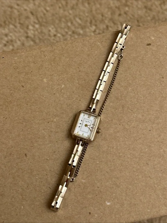 Agate Japan Gold-Tone Women's Bracelet Watch with Rectangular Dial