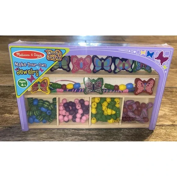 New Girls Melissa & Doug Wood'n‎ Crafts, Make-Your-Own Jewelry, Butterfly Garden