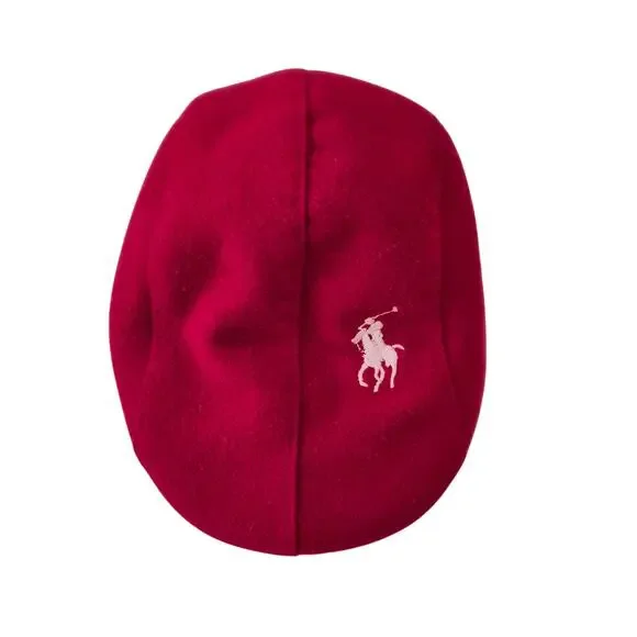 Vintage Polo Ralph Lauren Baby Flat Cap Red Fleece Newsboy Driving Hat Ivy