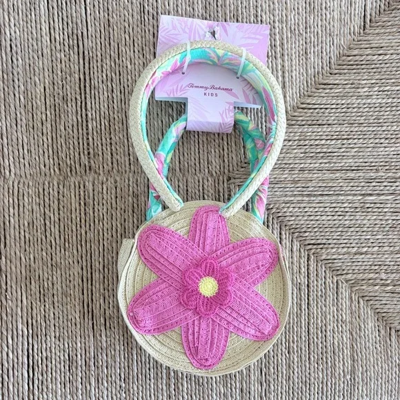 NWT Tommy Bahama Tropical Pink Flower‎ Girls Purse Headband Set Spring Wedding