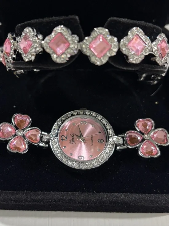 Pink Crystal Accent Women's Bracelet Watch -