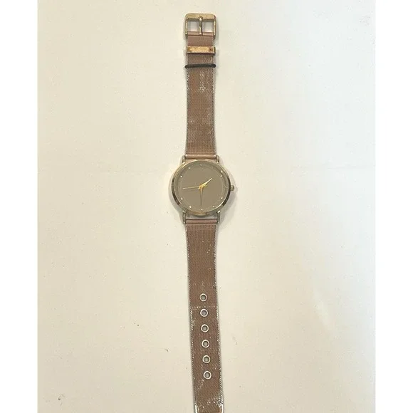 Rose Gold Mesh Band Minimalist Crystal Accent Analog Watch MSPCI