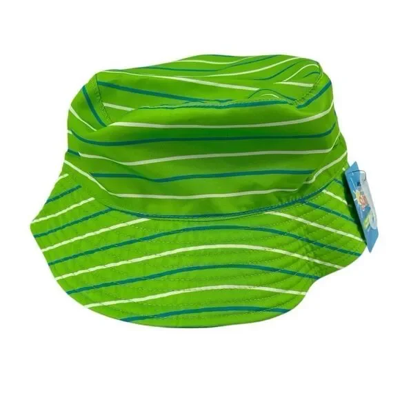 Bring On The Sun Toddler Reversible Bucket Hat- Striped Green Blue OSFM, UPF 50+