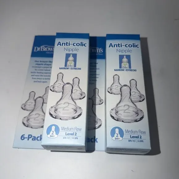 12 PACK! Dr Brown's Natural Flow Level 2, Narrow Baby Bottle Nipple, Medium, 3m+