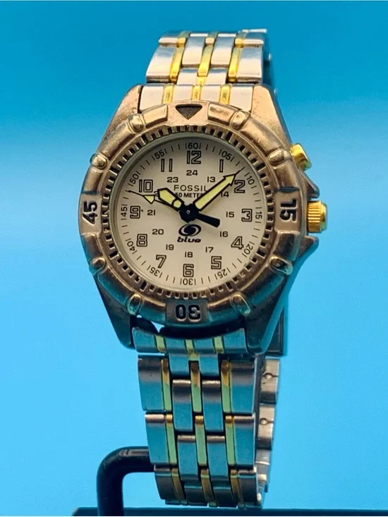 FOSSIL BLUE STARMASTER LU-2531 Women’s Vintage Watch Backlight Works New Battery