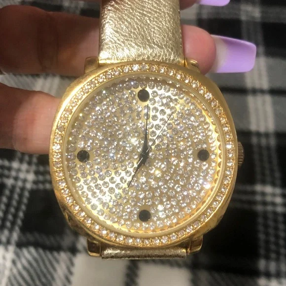 Gold Crystal-Accented Women’s Watch with Metallic Strap one $60 both $100 “NEW”