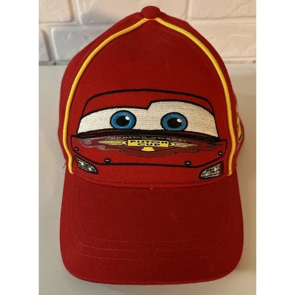 Disney Red Lightning McQueen Kids Hat with Yellow Trim