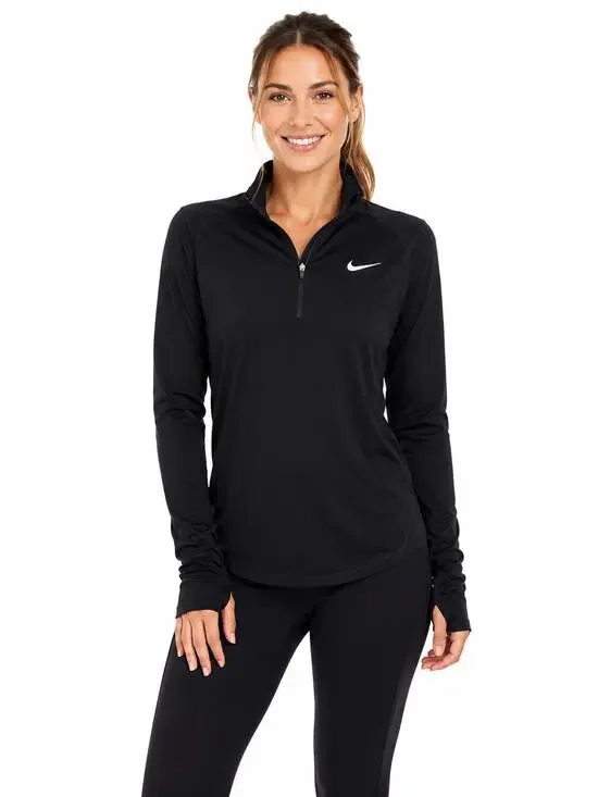 Nike Women’s Dri-Fit Element Long Sleeved Running Half Zip Size L Black CU3220