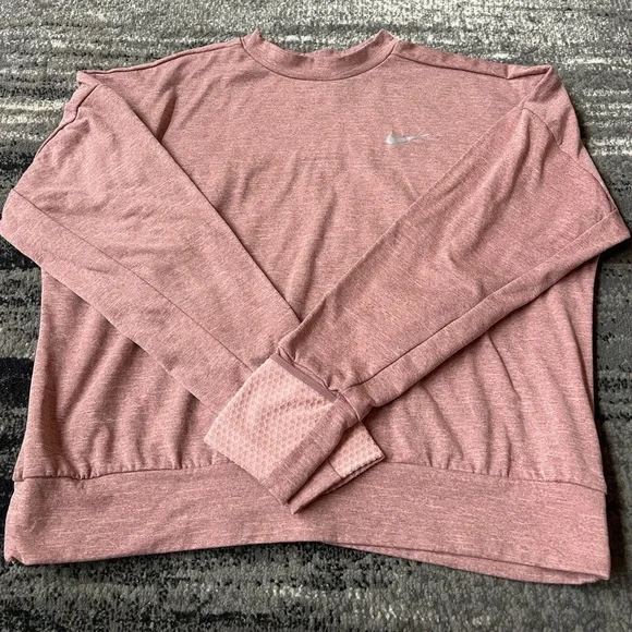 NIKE Dri- Fit Running Crewneck Sweatshirt With Hand Covers & Thumbholes