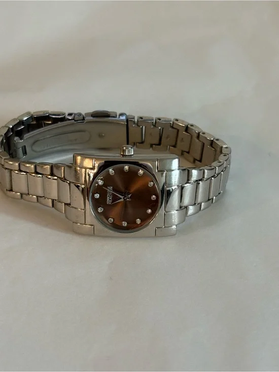 Kenneth Cole Reaction Silver Bracelet Watch with Brown Sunburst Dial