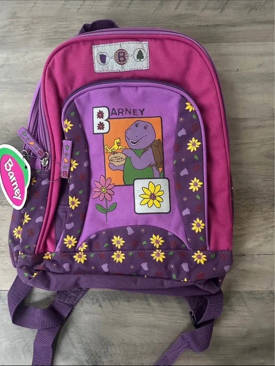 Vintage 2000’s Barneys Pink and Purple Barney Kids Backpack NWT
