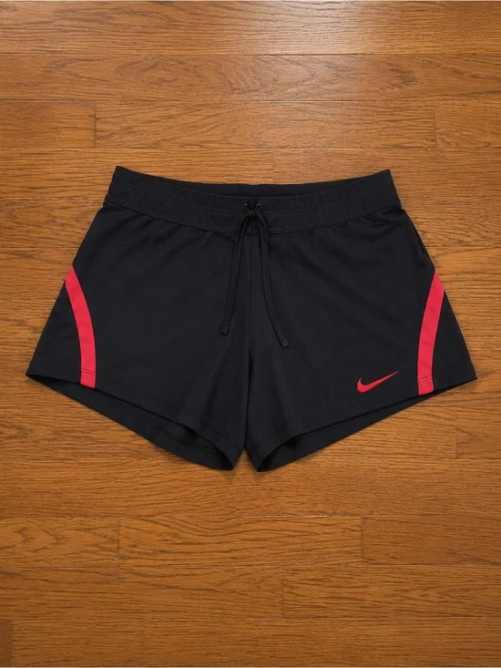 Nike Women's Black Athletic Shorts with Red Trim
