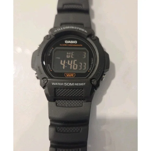 Casio Illuminator W-219H Digital Watch Black Case Black Strap