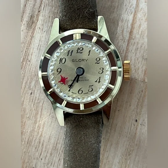 Glory Mystery Dial Rare Vintage Mechanical Ladies Watch Gold Dial Rotating Dial