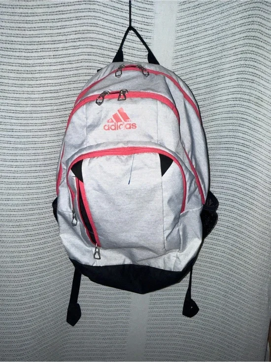 adidas White and Pink Kids Backpack