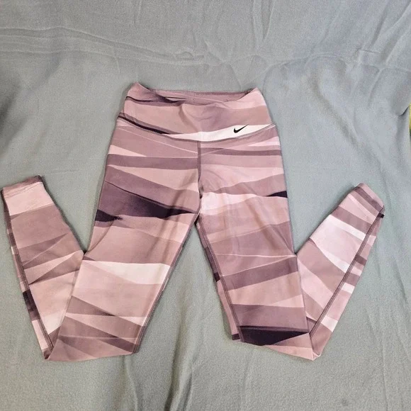 Nike‎ Legend Dri-FIT Leggings Womens XS Mauve Purple Abstract Print HR Yoga