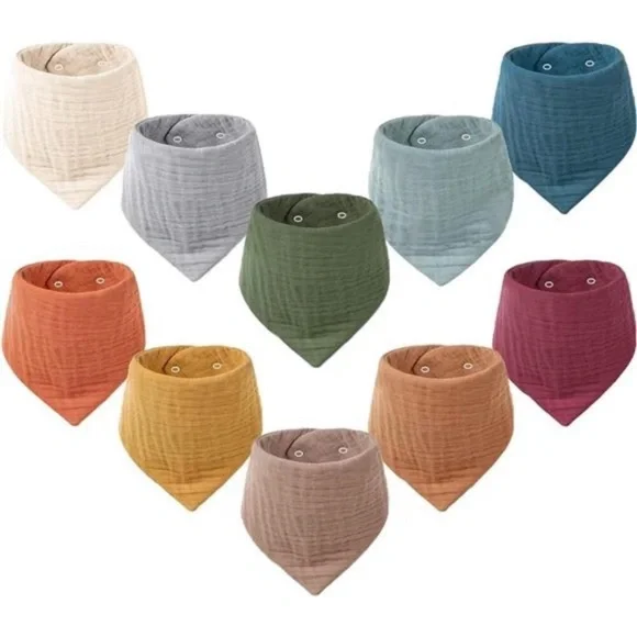 Muslin Baby Bibs 10Pack Baby Bandana Drool Bibs 100%Cotton for Unisex Boys Girls