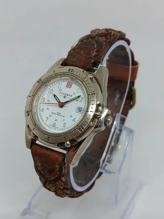 Coleman 40-014 Women's 29mm White Dial Silver Tone Date Watch NEW BATTERY