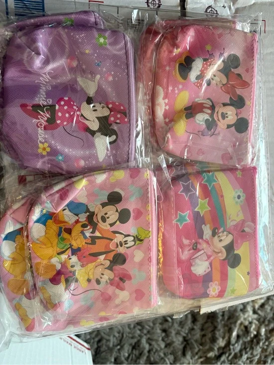 Disney Minnie & Friends Pink Purple Coin Pouches - Set of 4