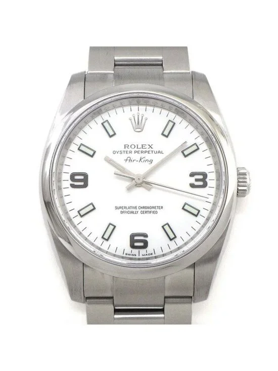 Rolex Watch Air King M Number Roulett Luminous Index Hands White Dial SS