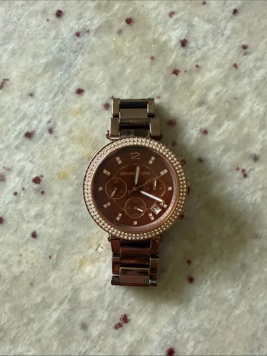 Michael Kors Rose Gold Crystal-Accented Bracelet Watch