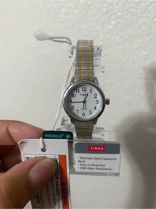 Timex Two-Tone Silver and Gold Expansion Band Watch - White Dial