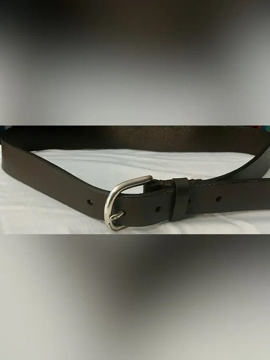 🍁 Crewcuts J.Crew Boys Medium Genuine Buffalo Leather Brown Belt Silver Buckle