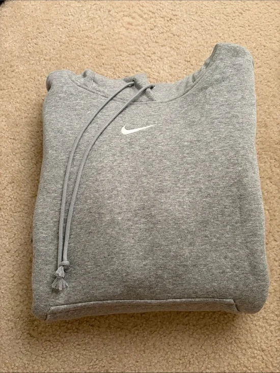 Nike Women‘s Grey Hoodie with White Swoosh oversize S