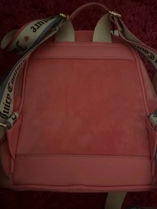 Juicy Couture Pink Mini Backpack with Crystal Logo and Gold Hardware