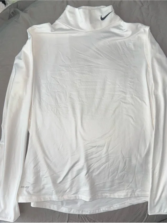 Nike White Dri-FIT Mock Neck Performance Top